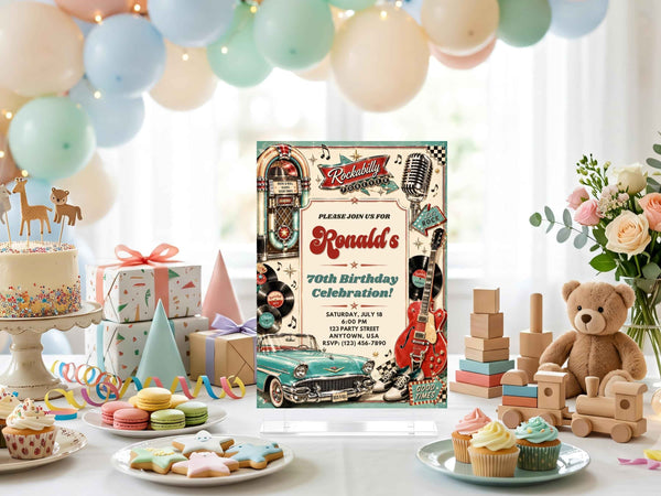 Rockabilly Birthday Invitation | Editable Canva Template
