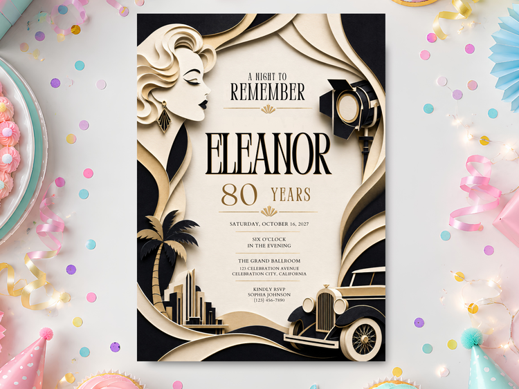 Art Deco Birthday Invitation Template