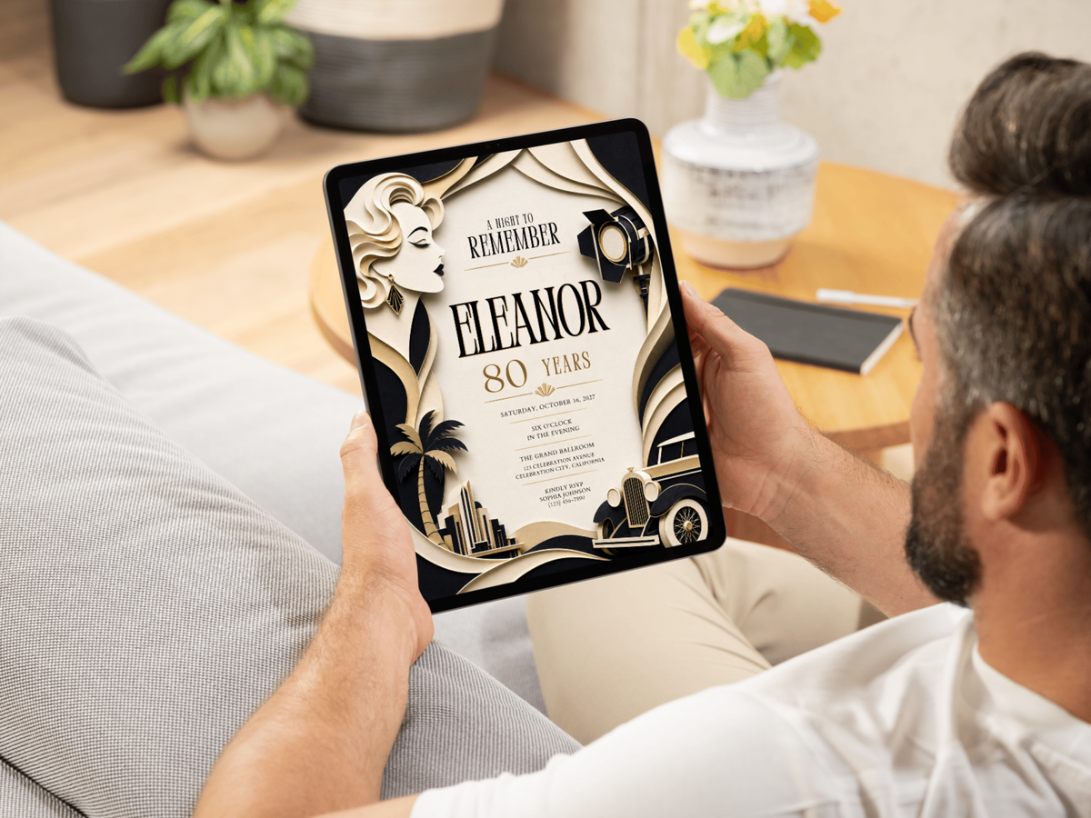 Art Deco Birthday Invitation Template