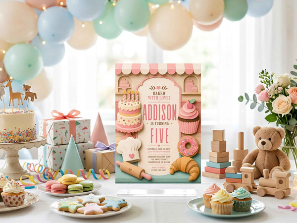Bakery Birthday Invitation – Editable Canva Template