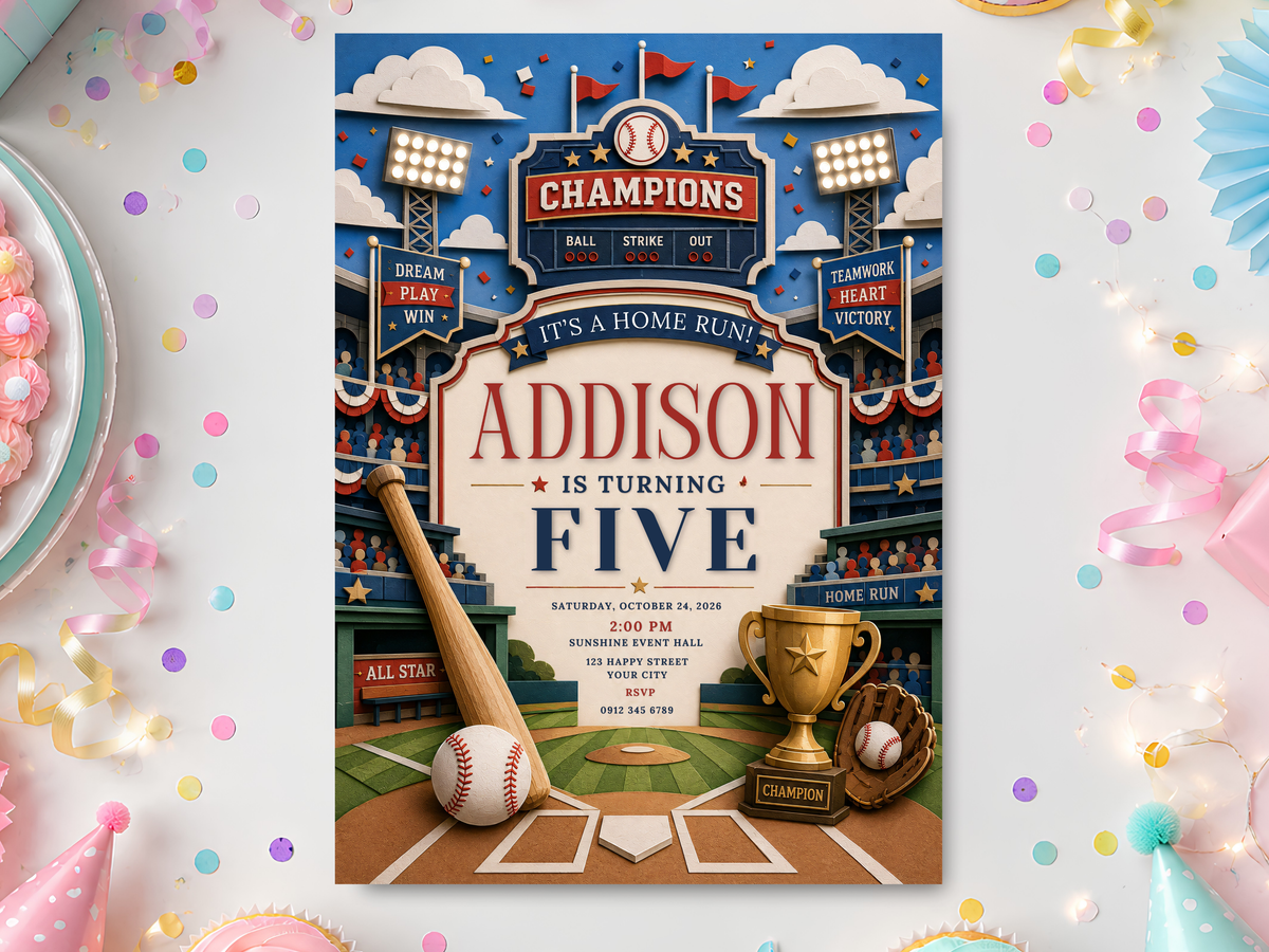 Baseball Birthday Invitation Template
