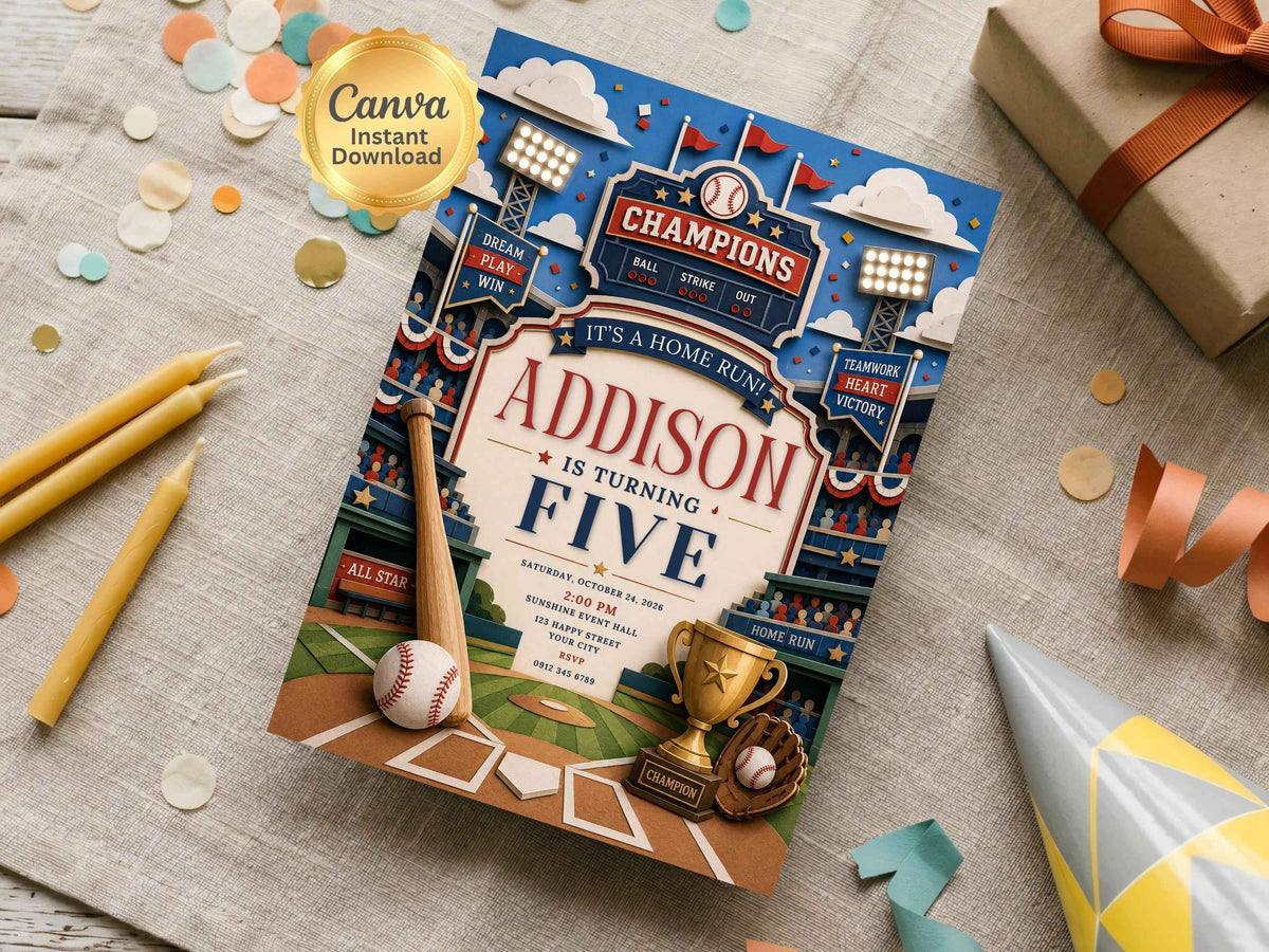 Championship Baseball Birthday Invitation Template