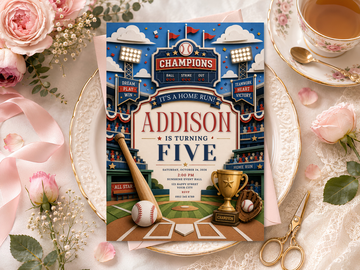 Baseball Birthday Invitation Template