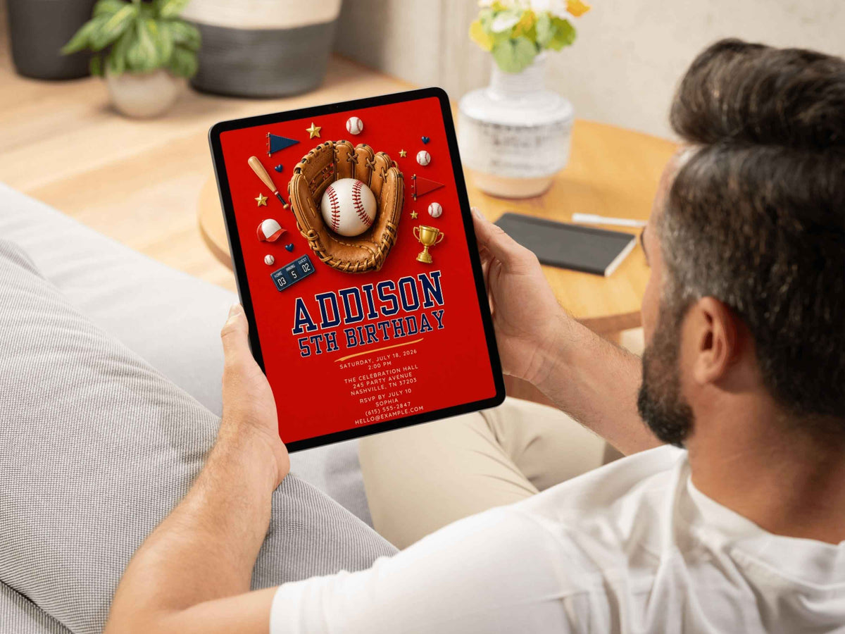 Classic Baseball Birthday Invitation Template