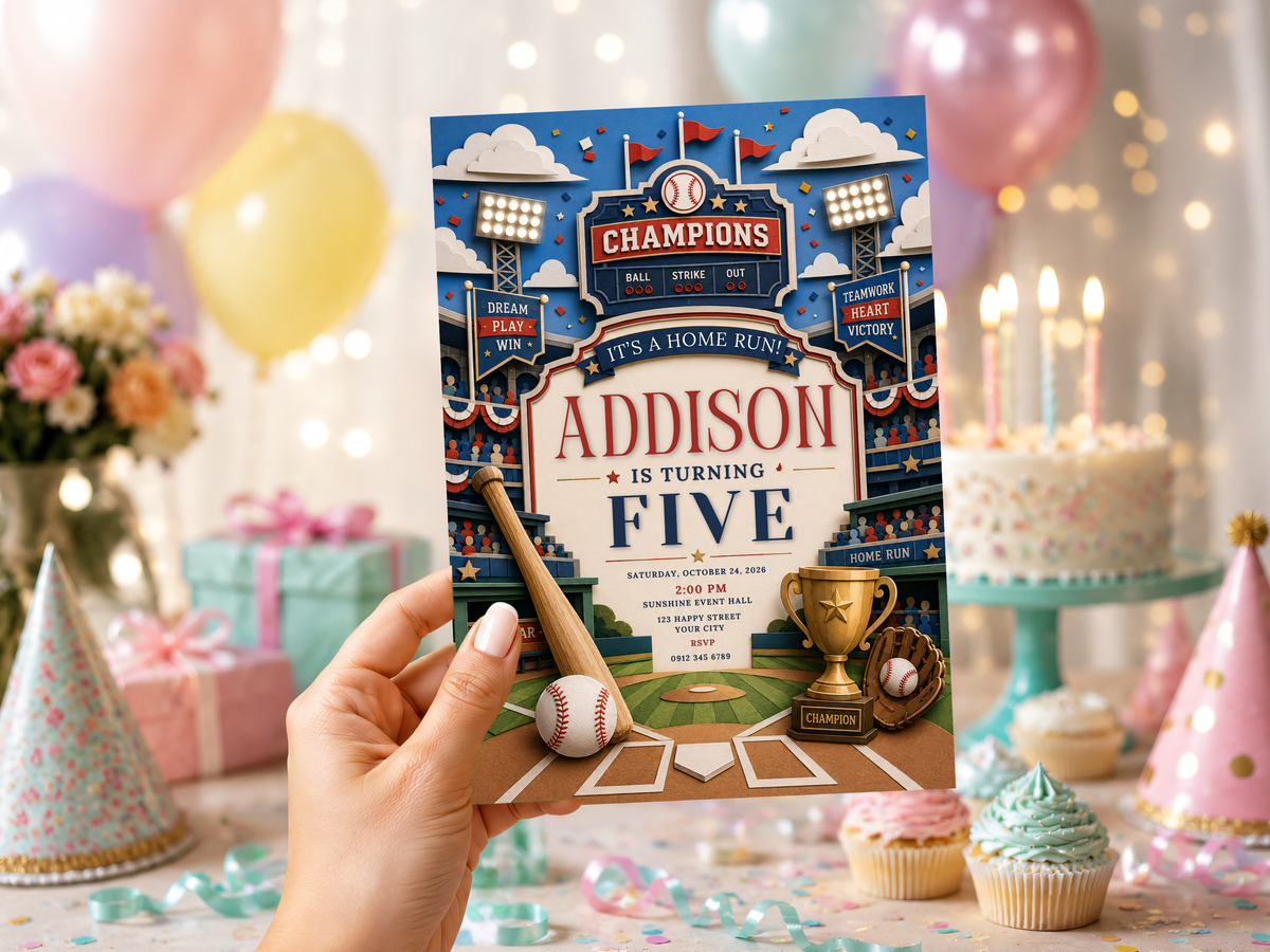 Baseball Birthday Invitation Template