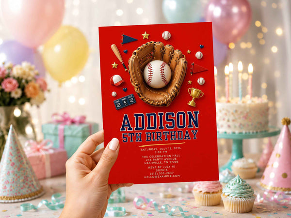 Classic Baseball Birthday Invitation Template