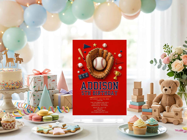 Classic Baseball Birthday Invitation Template