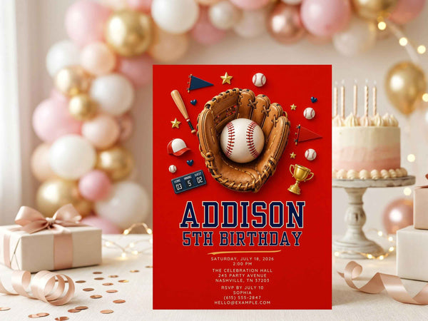 Classic Baseball Birthday Invitation Template