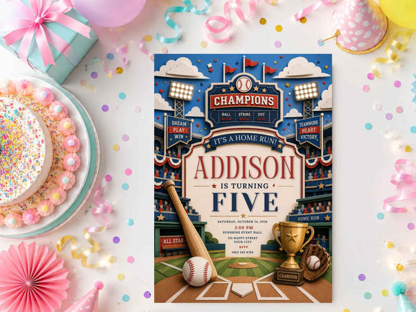 Championship Baseball Birthday Invitation Template