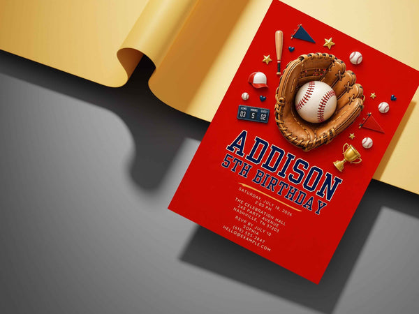 Classic Baseball Birthday Invitation Template