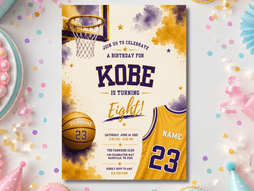Basketball Birthday Invitation – Editable Canva Template