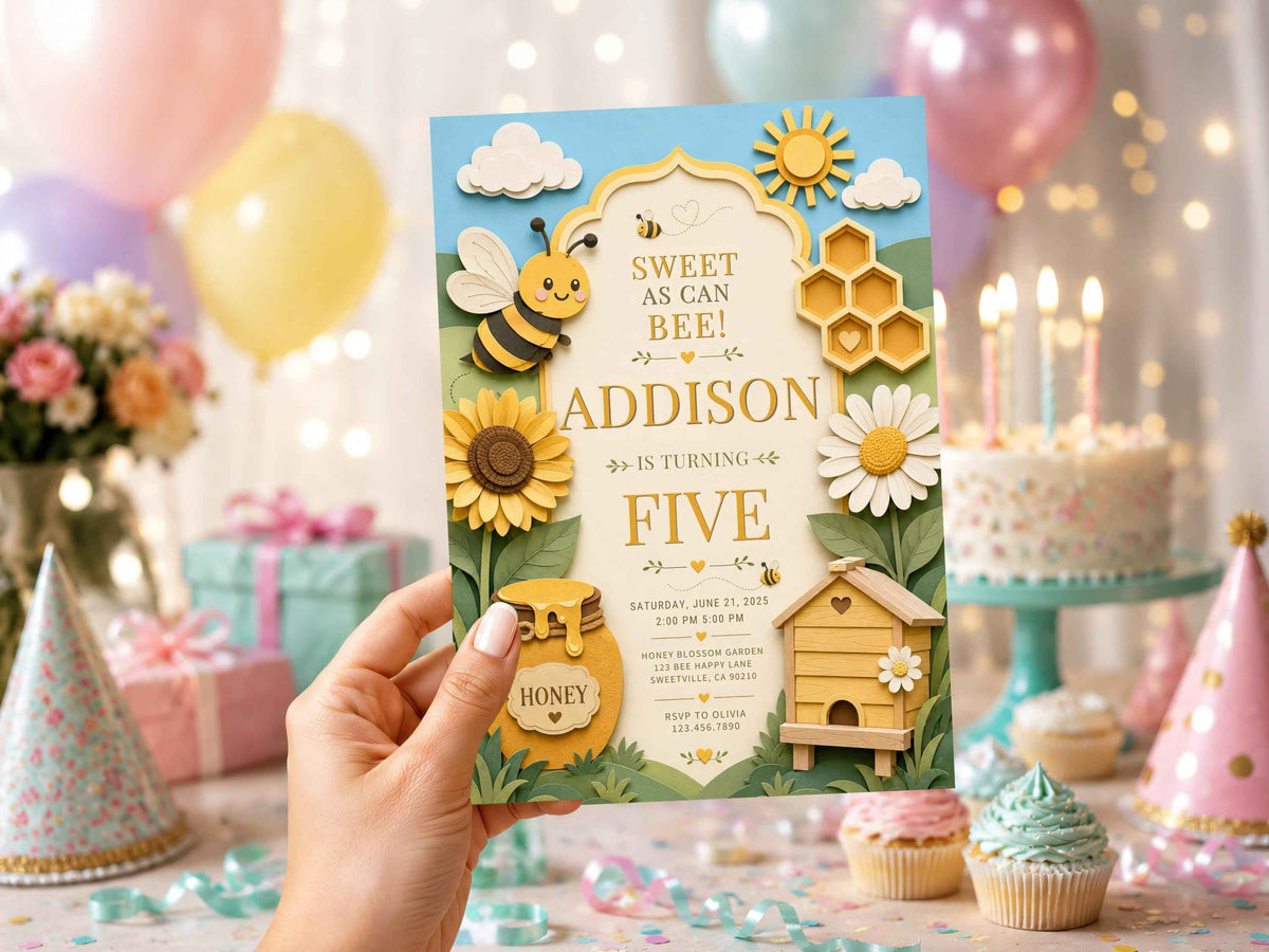 Honey Bee Birthday Invitation Template