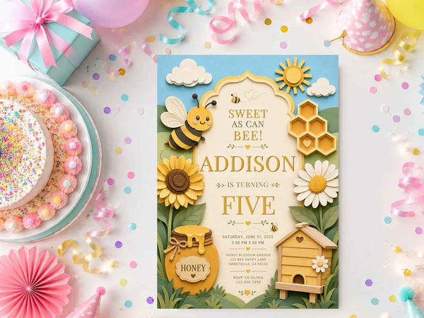 Bee Birthday Invitation Template