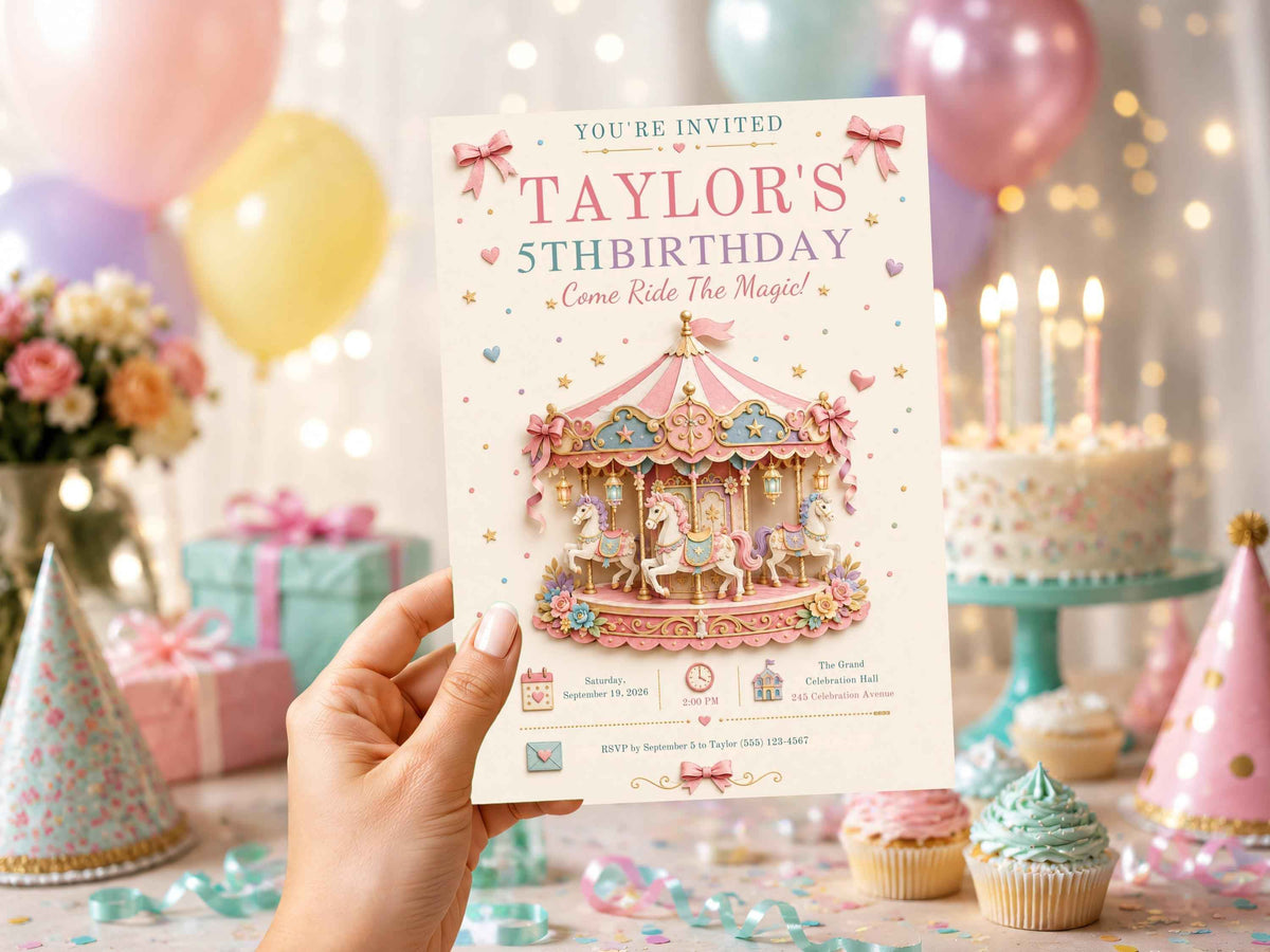 Carousel Horse Birthday Invitation Template