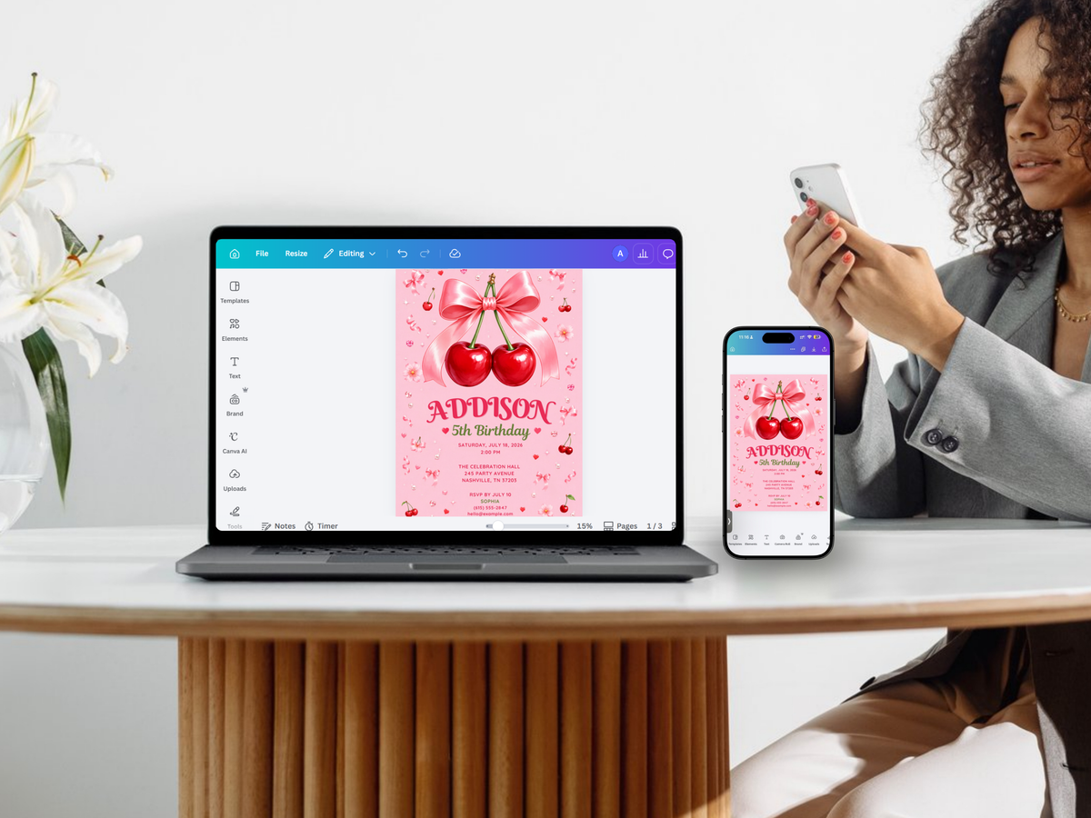 Cherry Birthday Invitation Template