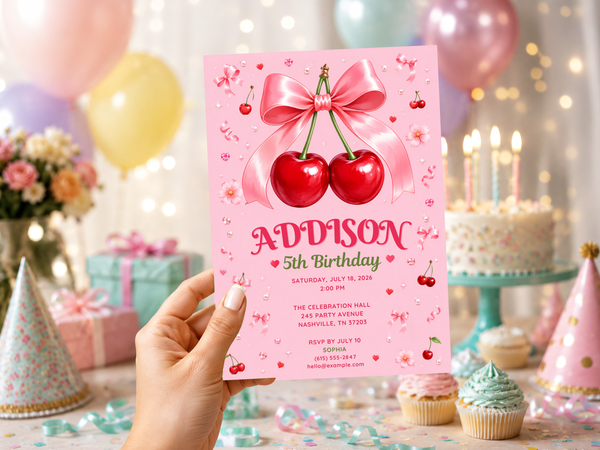 Cherry Birthday Invitation Template