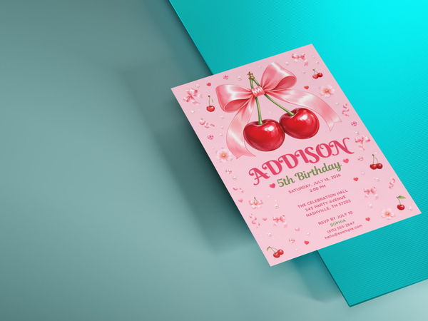 Cherry Birthday Invitation Template