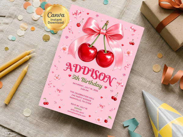 Cherry Birthday Invitation Template