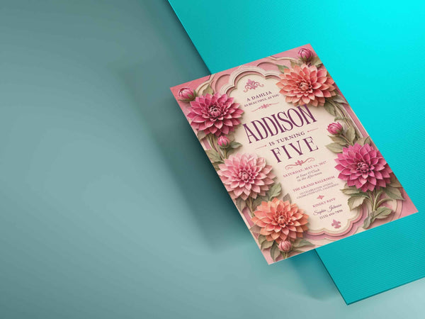 Dahlia Floral Birthday Invitation Template