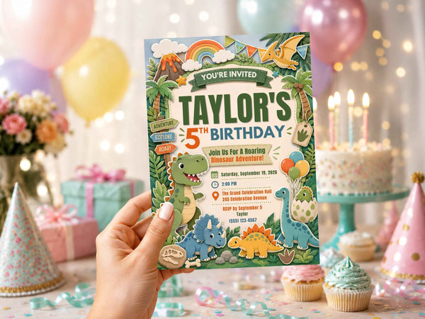 Dinosaur Birthday Invitation Template