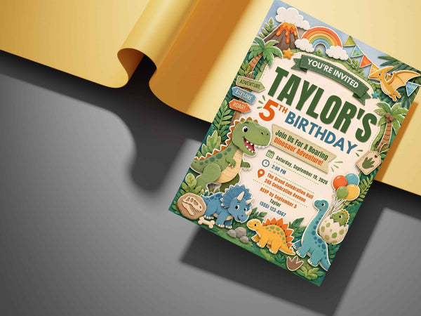 Dinosaur Birthday Invitation Template
