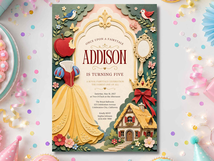 Classic Fairytale Princess Birthday Invitation Template