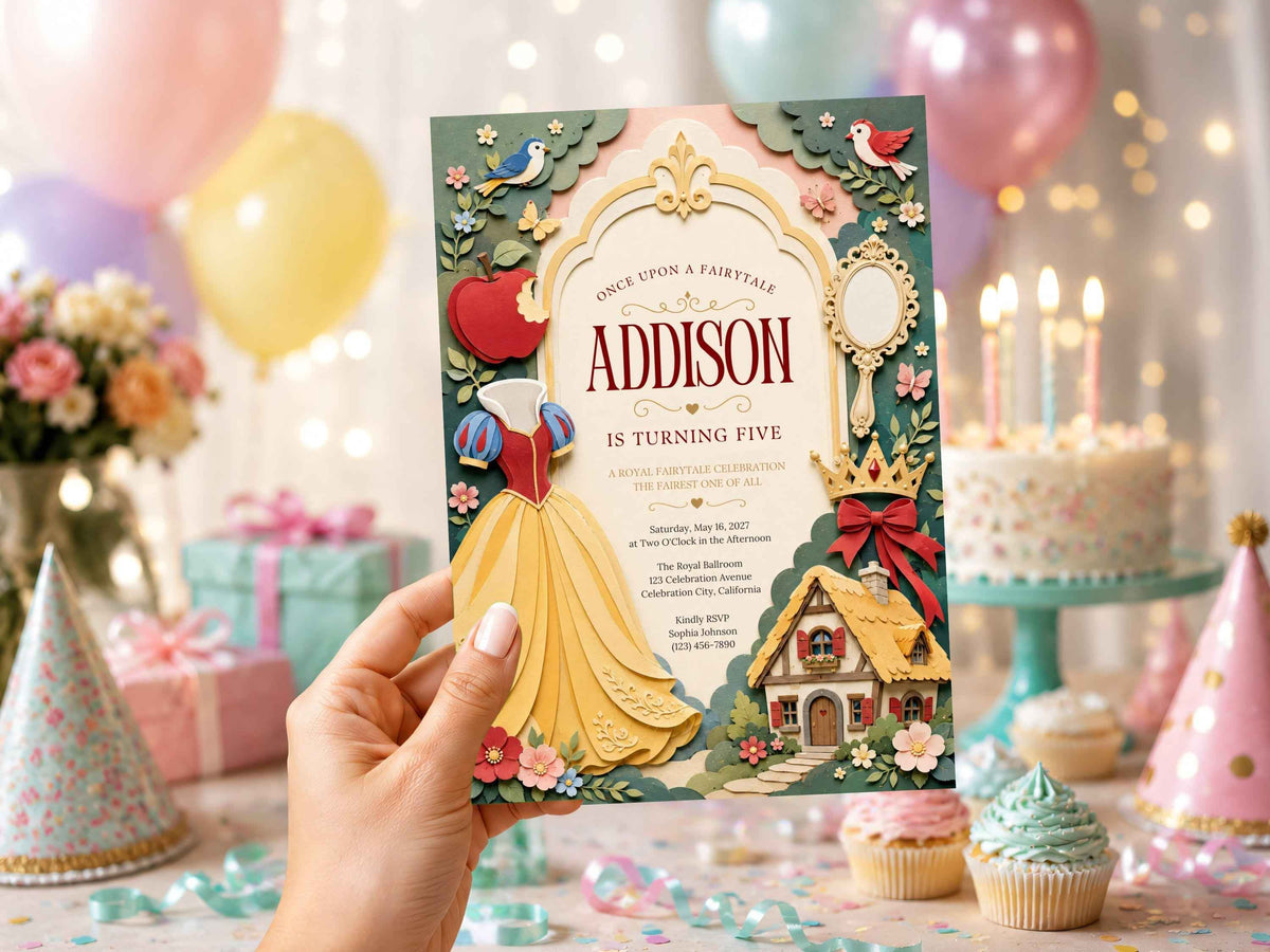 Classic Fairytale Princess Birthday Invitation Template