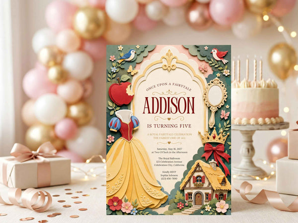 Classic Fairytale Princess Birthday Invitation Template