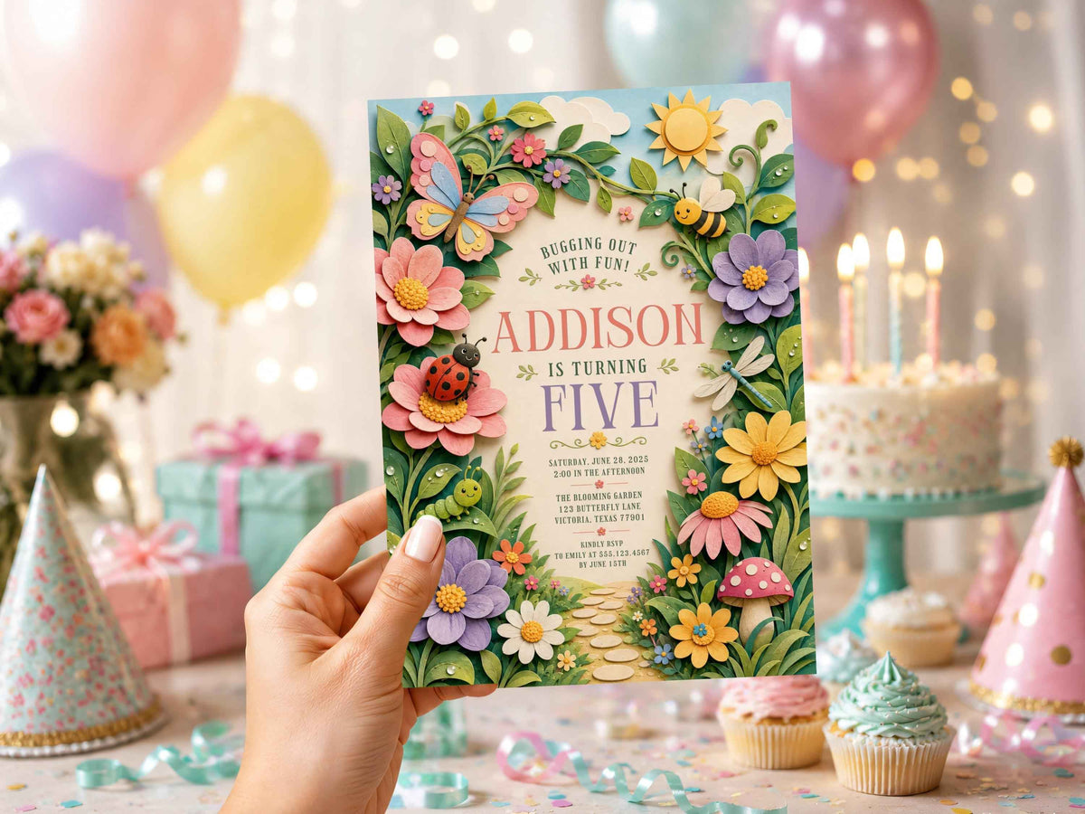 Whimsical Garden Butterfly Birthday Invitation Template