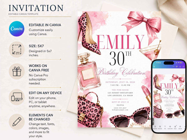Glam Birthday Invitation Template