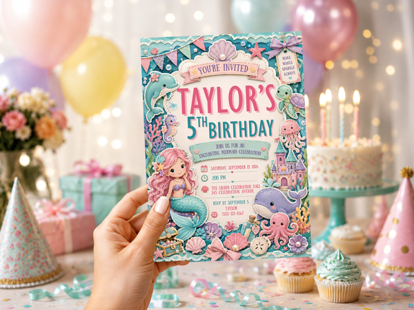 Mermaid Birthday Invitation Template