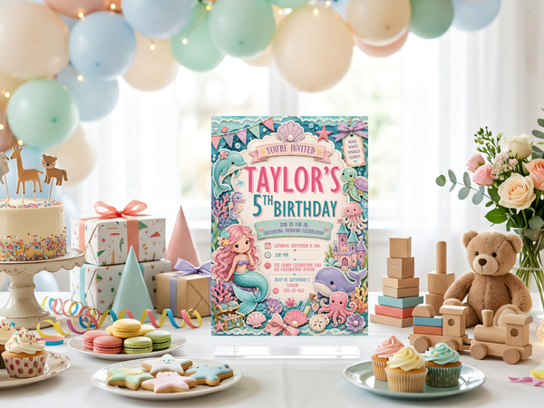 Mermaid Birthday Invitation Template