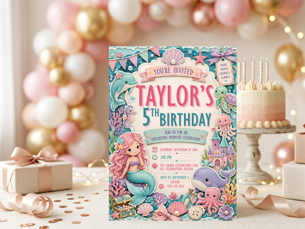 Mermaid Birthday Invitation Template