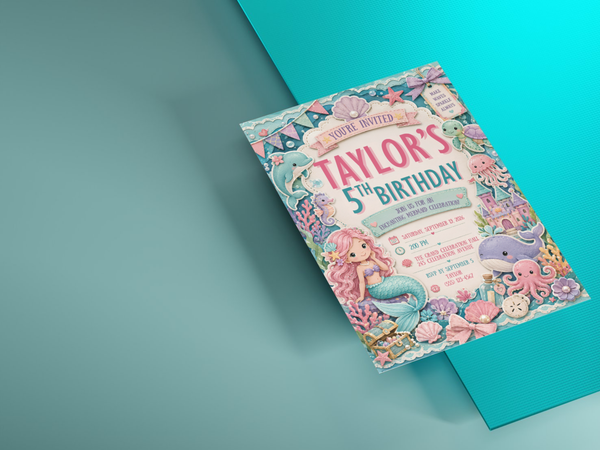 Mermaid Birthday Invitation Template