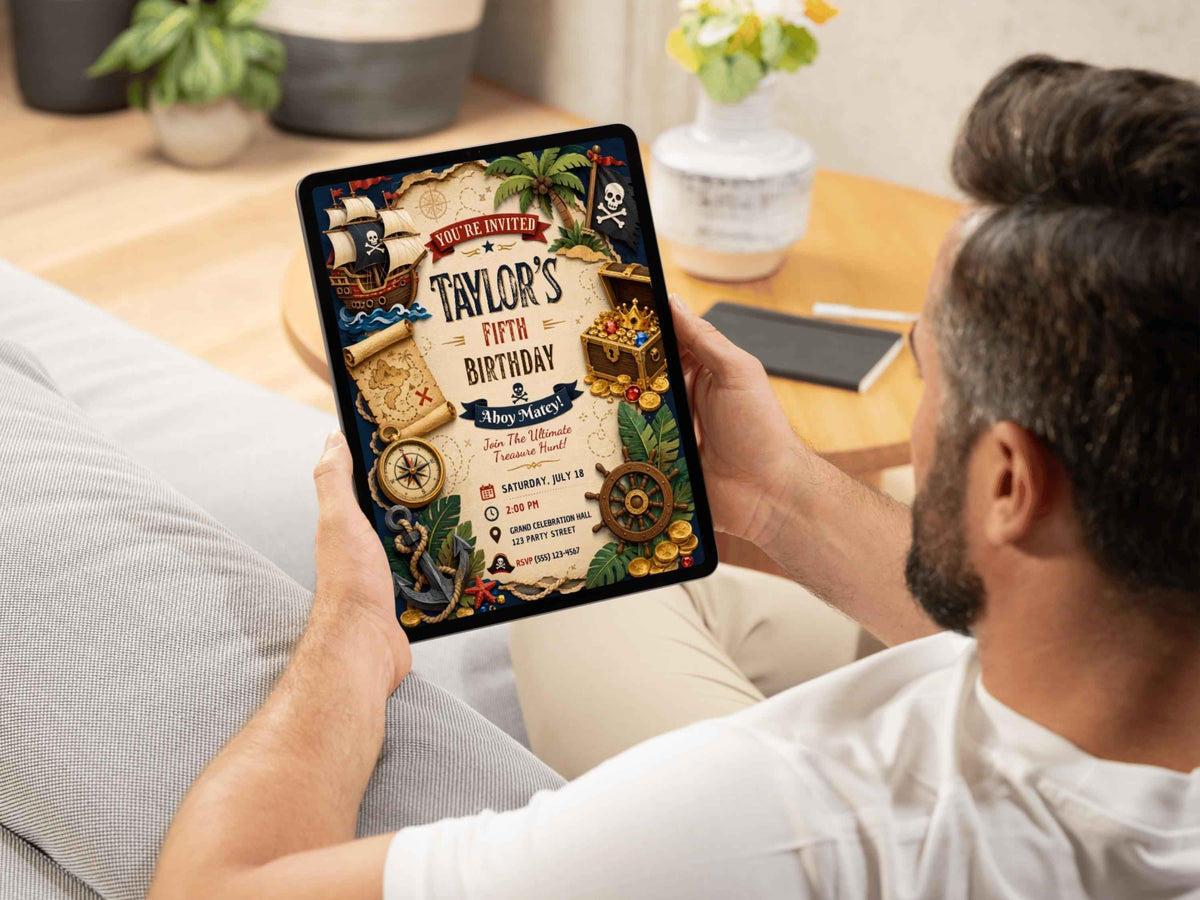 Pirate Treasure Hunt Birthday Invitation Template