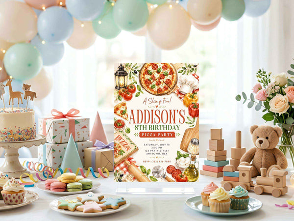 Pizza Party Birthday Invitation Template