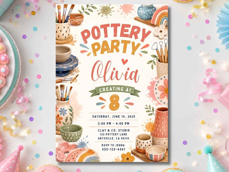 Pottery Birthday Invitation Template