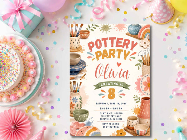 Pottery Birthday Invitation Template