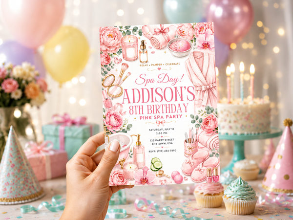 Spa Birthday Invitation – Editable Canva Template