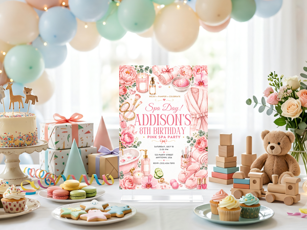 Spa Birthday Invitation – Editable Canva Template