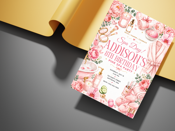 Spa Birthday Invitation – Editable Canva Template