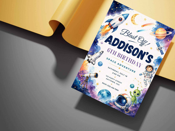 Space Adventure Birthday Invitation Template
