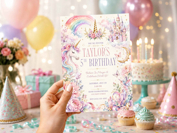 Unicorn Birthday Invitation Template