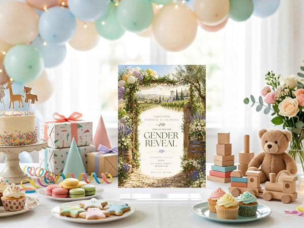 Vineyard Gender Reveal Invitation Template