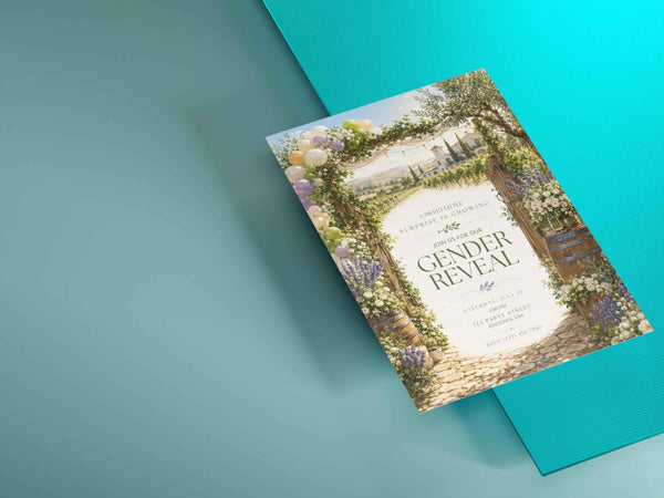 Vineyard Gender Reveal Invitation Template