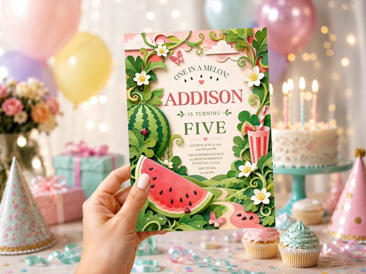 Watermelon Birthday Invitation Template
