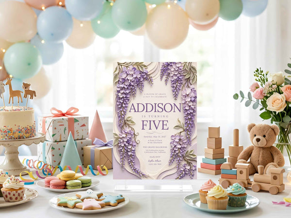 Wisteria Floral Birthday Invitation Template