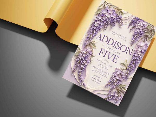 Wisteria Floral Birthday Invitation Template