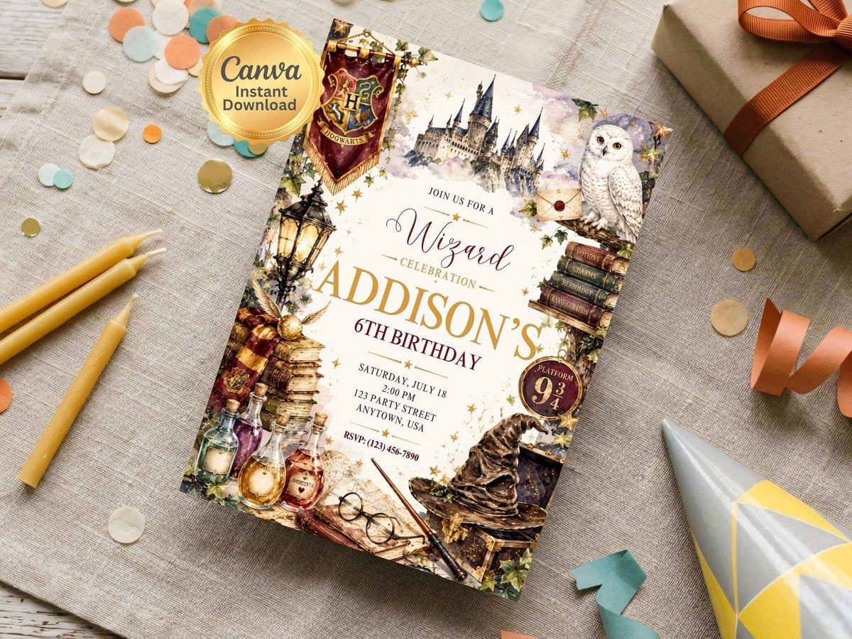 Wizarding School Birthday Invitation Template | Editable