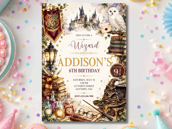 Wizarding School Birthday Invitation Template | Editable